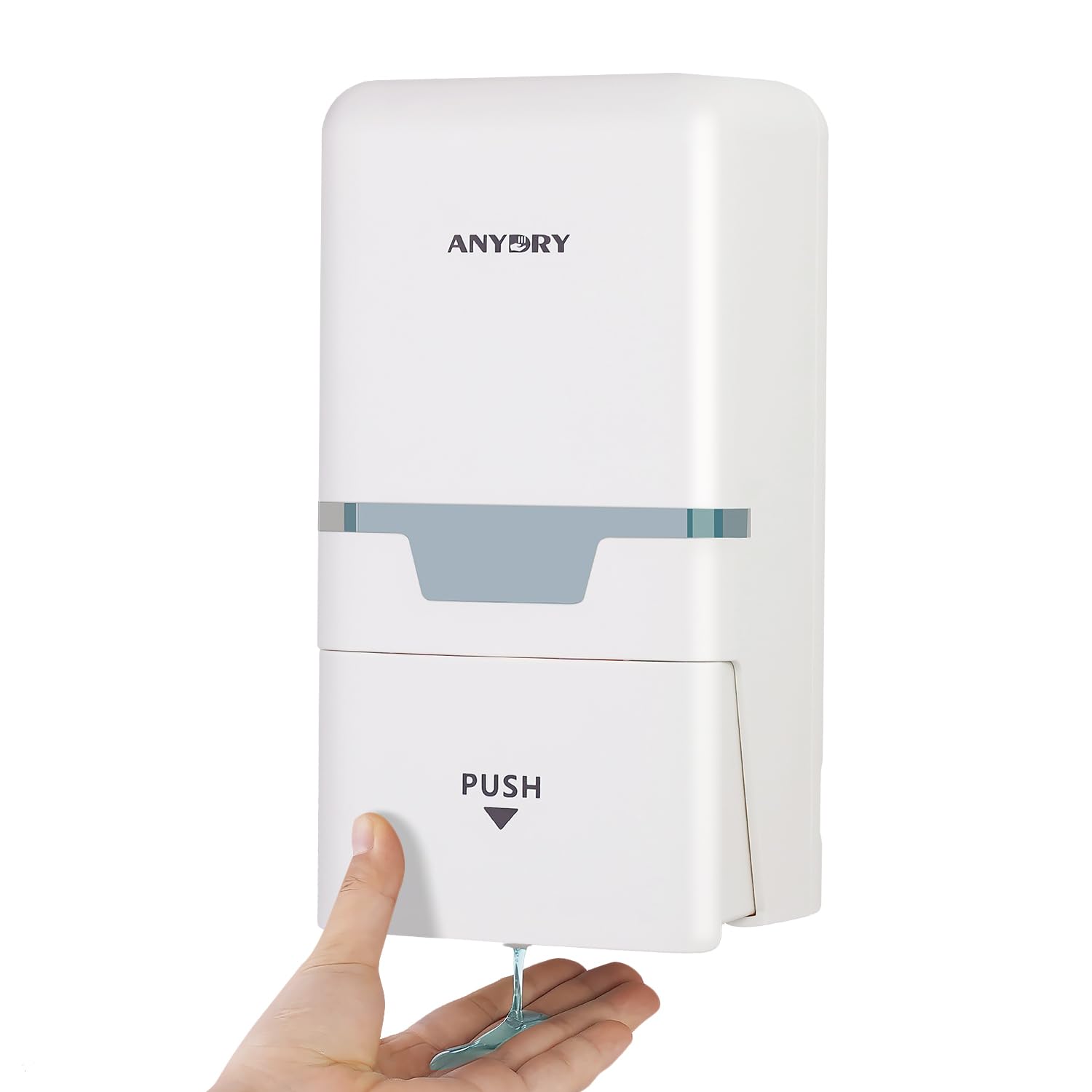 anydry Wall-mounted Manual Pressurized Soap Dispenser, 800ml Capacity with Visual Window Soap Replacement, Perfect for Homes and Businesses 1009 White
