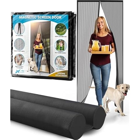 Flux Phenom Magnetic Screen Door & Everlasting Comfort Door Draft Stopper - Keep Nature Out - Drafts, Noise, Lights Blocked Cover