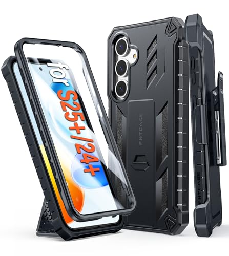 Coque Samsung S24 Plus robuste avec béquille étui antichoc noir TPU