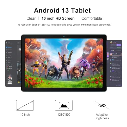 Lville Tablet 10 Zoll, Quad-Core Android 13, 6 GB RAM + 64 GB ROM(128 GB TF), WLAN, Bluetooth, IPS 1280 x 800, Akkus 5000 mAh (Silber) – Bild 4