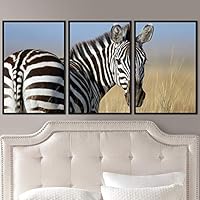 3 Piece Framed Canvas Wall Art Black and White Animals Canvas Prints Home Artwork Decoration for Living Room,Bedroom - 16