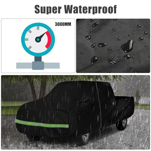 Image of Waterproof Car Cover Compatible with 1965-1986 Nissan /Datsun 520 /620 /720 Single Cab 6ft Short Bed Accessories, All Weather Classic Car Covers with Inner Cotton&Zipper Door for Snow Rain Protection