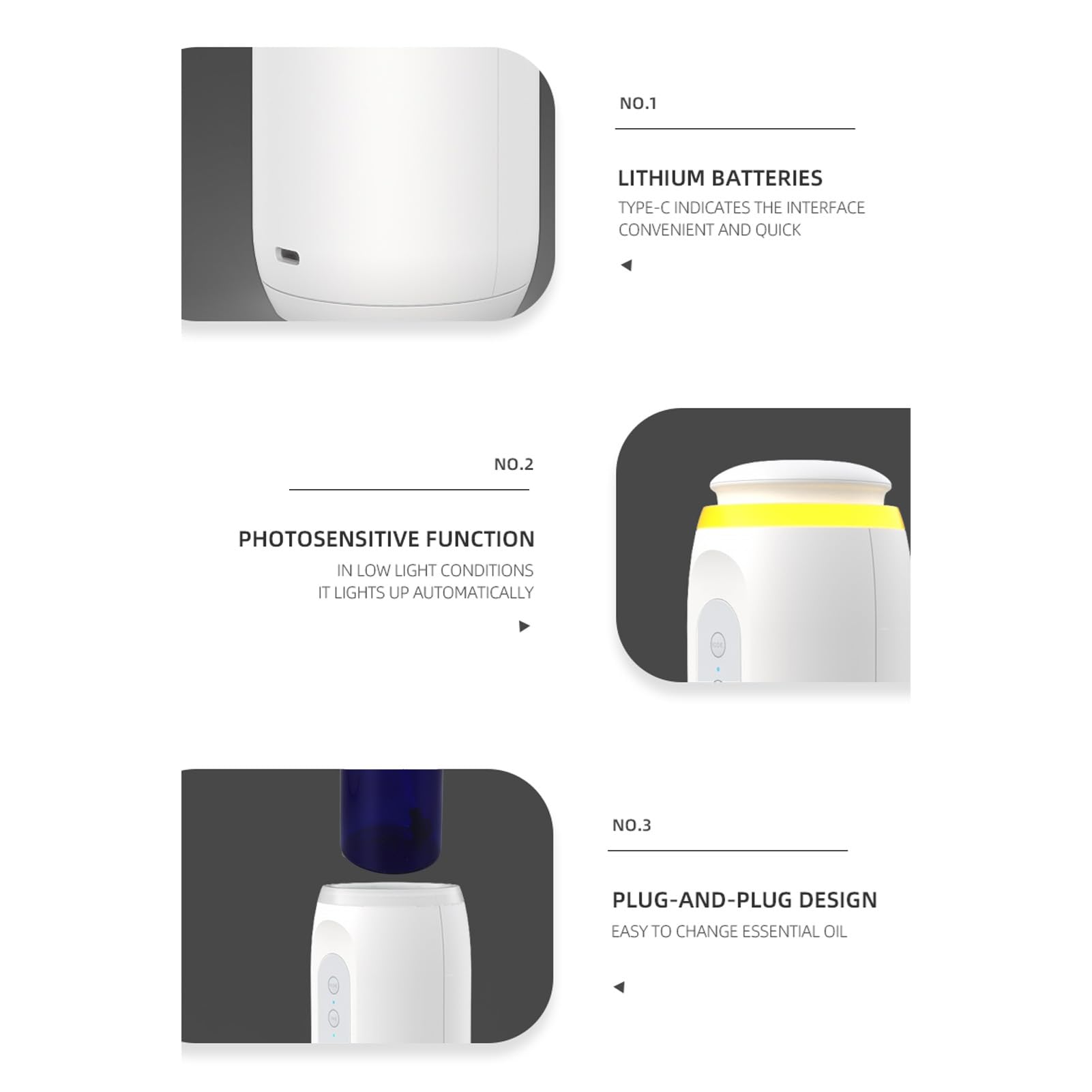 Diffusore di Aromi Diffusore di Nebbia di Oli Essenziali Ricaricabile con Controllo Bluetooth per Hotel Spa Domestico 100 Ml Bianco