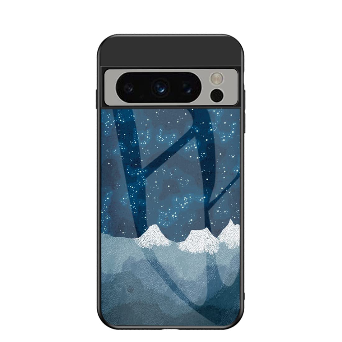 SHIEID Custodia per Google Pixel 8 Slim Cover Posteriore in Custodia per Telefono in Vetro Sfumato di Colore Protettiva Cover per Google Pixel 8 (Crescent Stellato