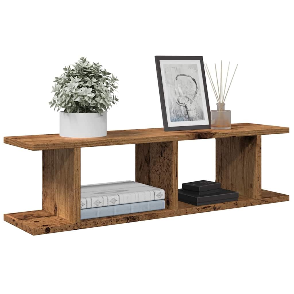 2 estantes de pared con aspecto de madera envejecida de 75 x 18 x 20 cm, material de madera, para salón, oficina, cocina y orden