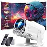Mini Projector Support 180° Rotatable with WIFI 6 and Bluetooth 5.0, Portable Projector with Auto Keystone Correction/160 ANSI/HDMI/USB with 40"-130" Screen Video Projector White -  Nonete
