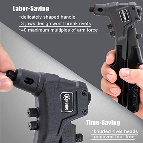 Xinqiao Rivet Gun Kit With 100 Pcs Rivets, Hand Riveter Set For Metal With 4 Tool-Free Interchangeable Heads (Rivet Gun-100 Pcs Rivets) #TOP5