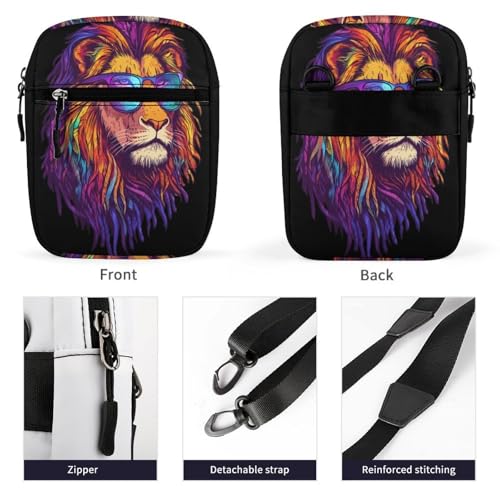 Rasta Lion with Glasses Women's Cute Small Mini Crossbody Bag Top Zip Sling Square Shoulder Bags3