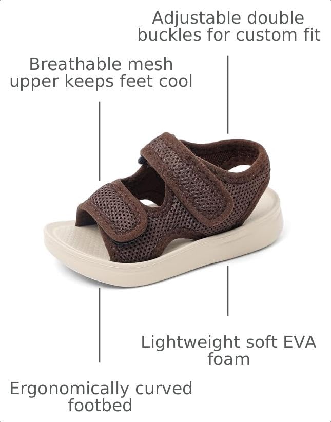 Image of MK MATT KEELY Unisex Kids Summer Slide Sandals Baby Comfort Anti-Slip Open Toe Adjustable Walking Beach Shower Shoes for Boys Girls