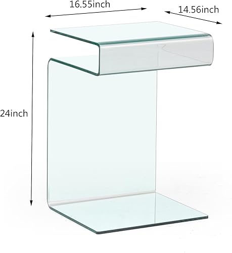 Miniatura 2 de Mesita de noche de cristal, mesas de noche en forma de S para dormitorio, mesa auxiliar pequeña y moderna transparente para sala de estar, mesa de