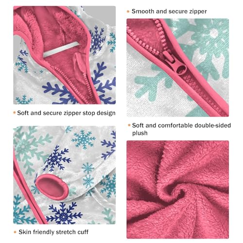 OTVEE Christmas Winter Blue Snowflakes Kids Hoodie Jacket Fall Spring Full Zip Warm Outwear Coat3