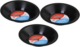 3PCS Retro Vinyl Record Bowls Set for Appetizers and Desserts Plastic Vintage Serving Bowls for Record Themed Parties Home and Restaurant Use