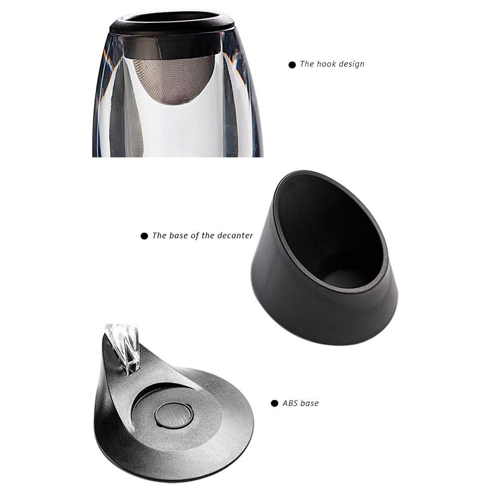 Juego de decantador de vino, vertedor portátil con filtro, accesorios de jarra de decantación rápida, utensilios de vino ideales para el hogar o fiesta, fácil de usar y limpiar