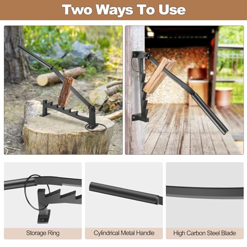 Kindling Splitter Log Splitter Wood Wall Mounted Manual Firewood Splitter with Screws - Image 3