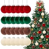 24 Pcs Shatterproof Velvet Ornaments Balls for Christmas Tree Decorations - 3in Multicolor Bulk (Red, Green)