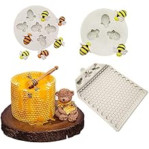 Cestony 3Pcs Bumble Bee Honeycomb Silicone Molds for DIY Cake Fondant Biscuit Cookies Sugar Pudding Chocolate Hard Candies Dessert Decor