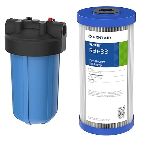 Pentair Pentek Paquete de Carcasa de Filtro Big Blue y Filtro de Agua para Sedimentos R50-BB