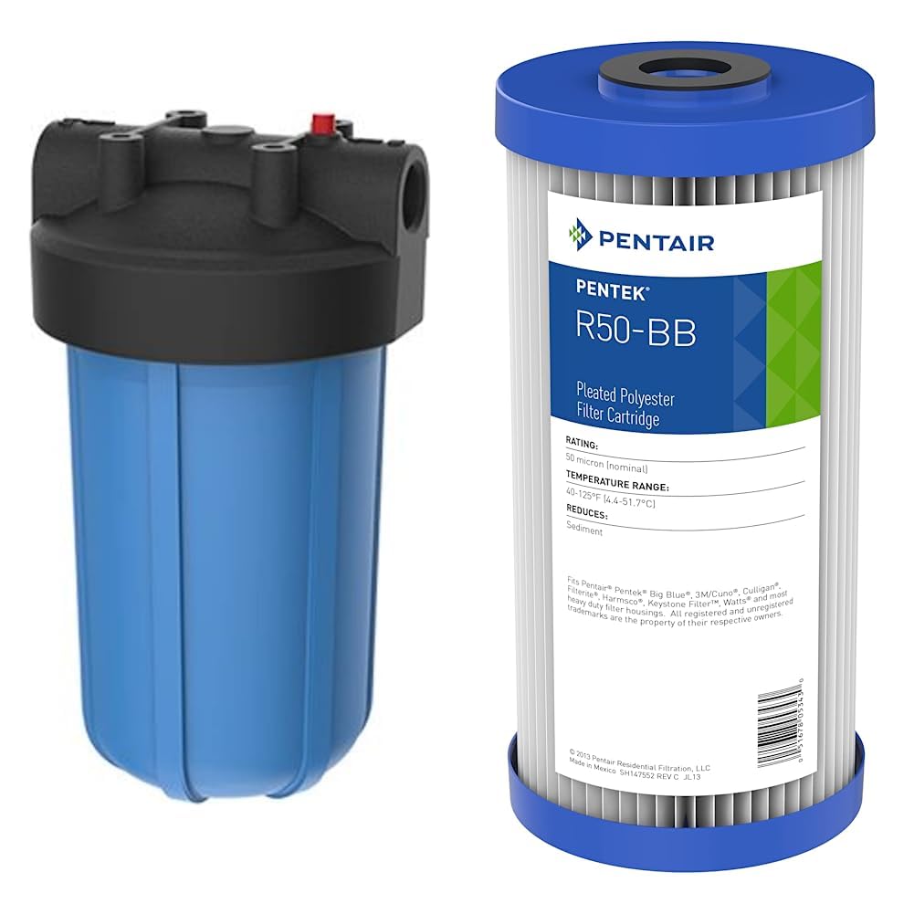 Pentair Pentek Big Blue Filter Housing and Sediment Water Filter Bundle | R50-BB