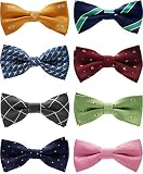 Belluno Boys Bow Ties, Pre-tied Bow-Ties Adjustable for Kids, Children, Toddler BowTies, 8-Pack