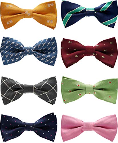 Belluno Boys Bow Ties, Pre-Tied Bow-Ties Adjustable For Kids, Children, Toddler Bowties, 8-Pack #TOP4