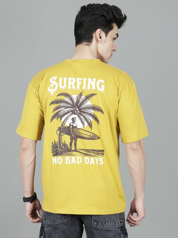 Image of London Hills Men's Cotton Oversized Fit Casual Printed Round Neck, Oversized Longline Drop Shoulder Boho Style T-Shirt