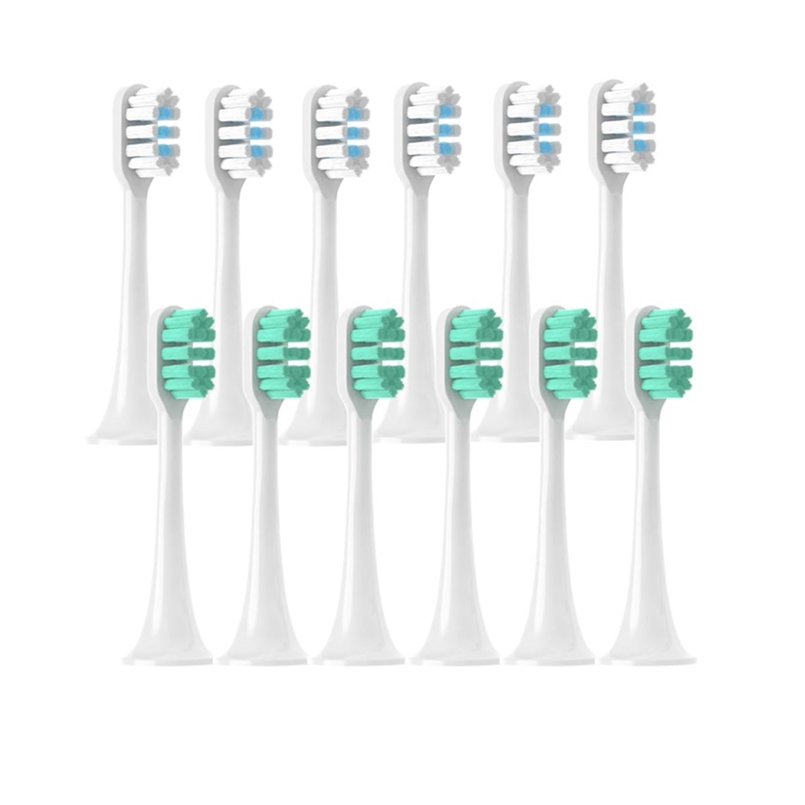 tianwandong 12 sztuk wymiennych końcówek szczoteczki do T300/T500/T700 Sonic Electric Tooth Soft Bristle Caps Vacuum Pack Nozzles(6WhiteBlue6Green)