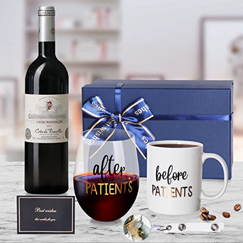 Before Patients, After Patients 11 Oz Coffee Mug And 15 Oz Stemless Wine Glass Set Gifts Idea For Nurses, Doctors, Hygienists, Assistants, Physician, Dentists, Nurses' Week Birthday Graduation Gifts #TOP2
