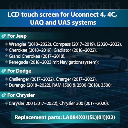 Image of 8.4 Inches LCD Screen for Uconnect 4C UAQ Radio Car Touch Screen Replacement for Dodge RAM Jeep Chrysler 2017-2022 LA084X01(SL)(02) with Repair Tools