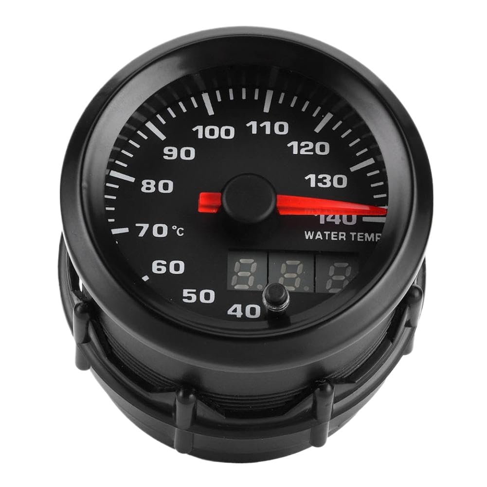 Water Temperature Gauge 2in 40-140℃ Pointer 7 Colors LED Display Compatible with 12V Cars