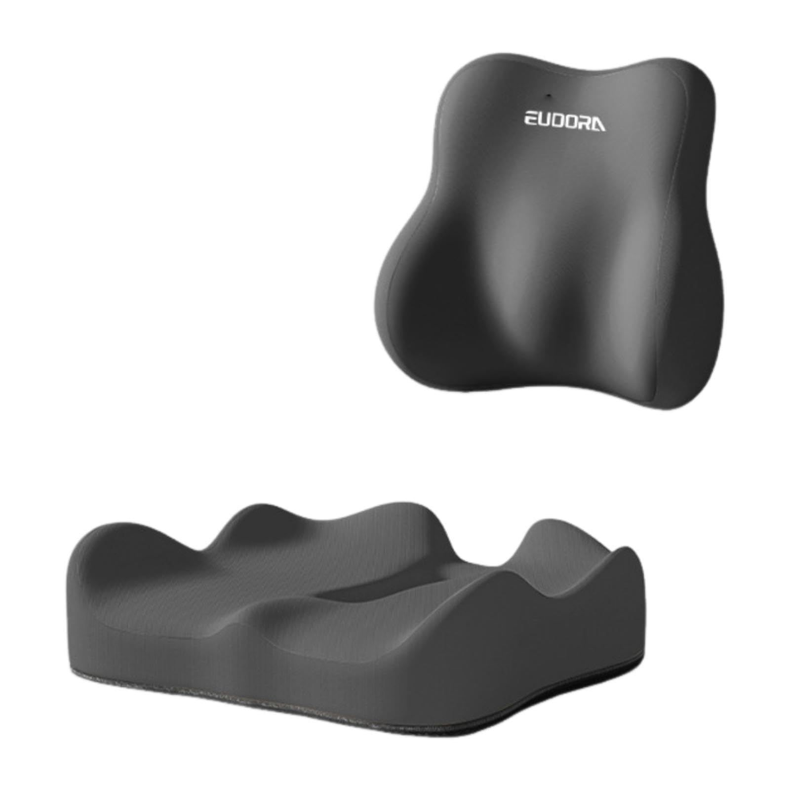 Cuscino di Supporto Lombare, Cuscino per Seduta Pratico, Traspirante, Portatile, in Memory Foam, Ergonomico per Letto E Divano, Nero