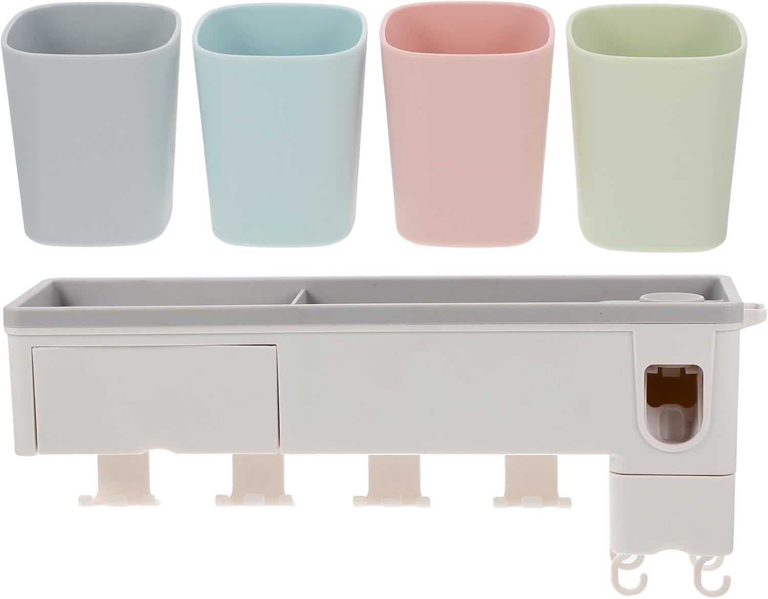 1set Toothbrush Holder Automatic Toothpaste Dispenser Wall-Mounted Bathroom Organizer for Family Easy to Install Space-Saving Toothbrush Rack for Users Resistant Design