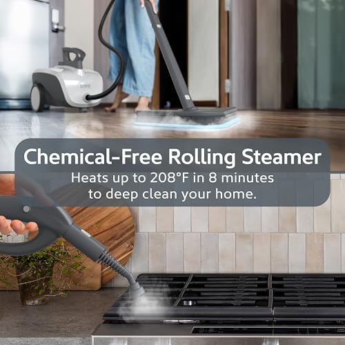 Image of Pure Enrichment PureClean XL Rolling Steam Cleaner - Professional 1.5L Multi-Purpose Heavy Duty Steamer, 17 Accessories, Chemical-Free Deep Cleaning of Floors, Upholstery, Windows, Grout, Cars & More