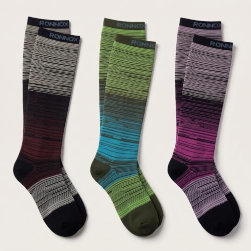 Image of Tipi Toe 3 Pairs Patterned Compression Socks for Women & Men, 12-14 mmHg Mild Support for Circulation & Swelling, Knee High