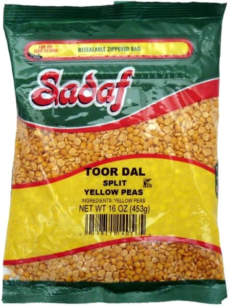 Sadaf Yellow Split Peas - Toor Dal - Yellow Split Peas for Cooking and Food Flavoring - Dried Yellow Split Peas - Kosher - 16 Oz Resealable Bag