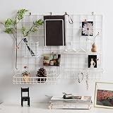 MOIUCUN Wandgitter, Fotowand Dekoration, Schreibtisch Deko,Memotafeln für Küche, Wohnzimmer, Schlafzimmer,Größe 44 cm x 30 cm, 2er Set (Weiß)