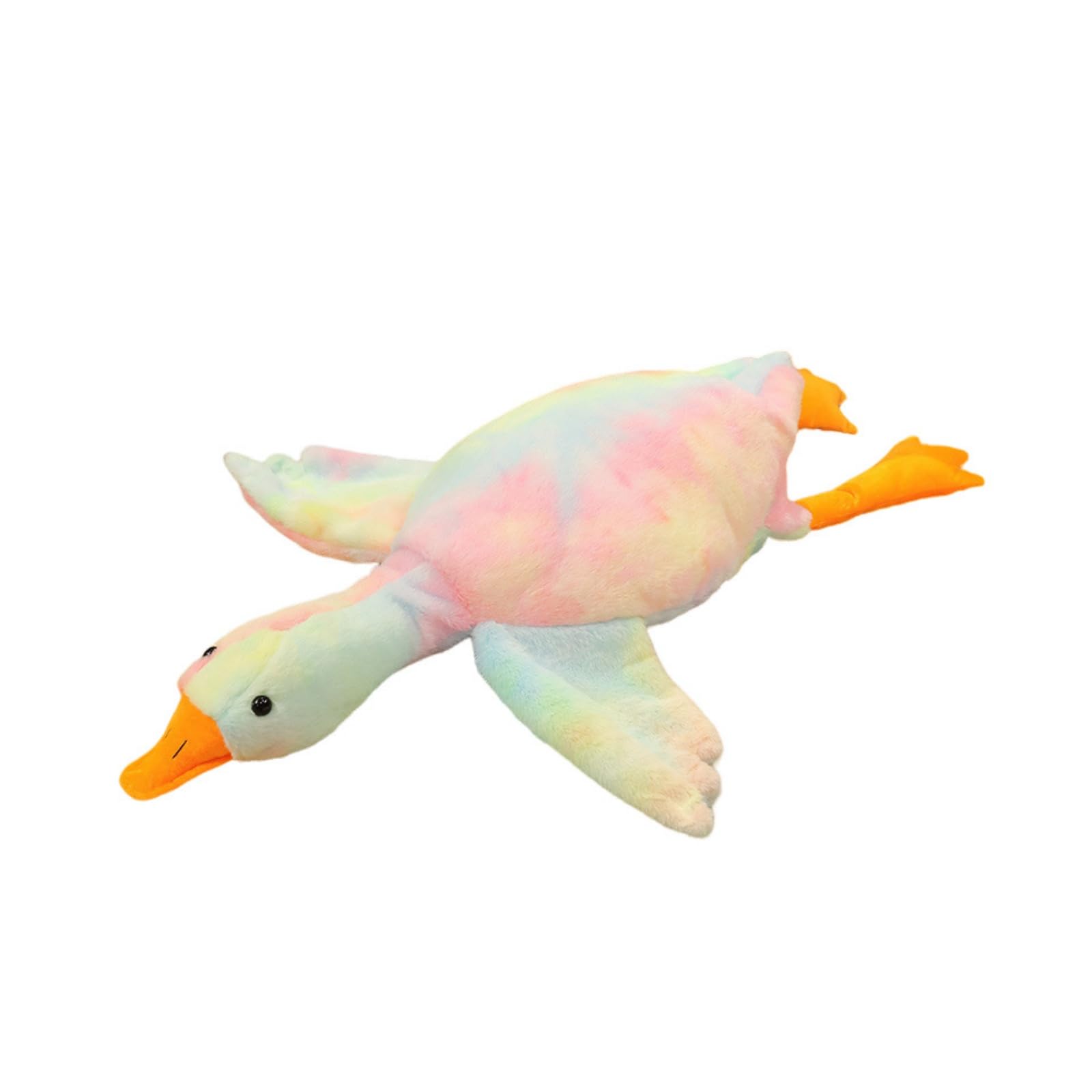 JORCEDI Large Goose Plush Pillow, Soft Stuffed Animal Cuddly Toy, Cute Fluffy Goose Pillows for Kids Adults, Multicolor Plush Throw Pillow for Bedroom Sofa Decor (Rainbow,90cm)