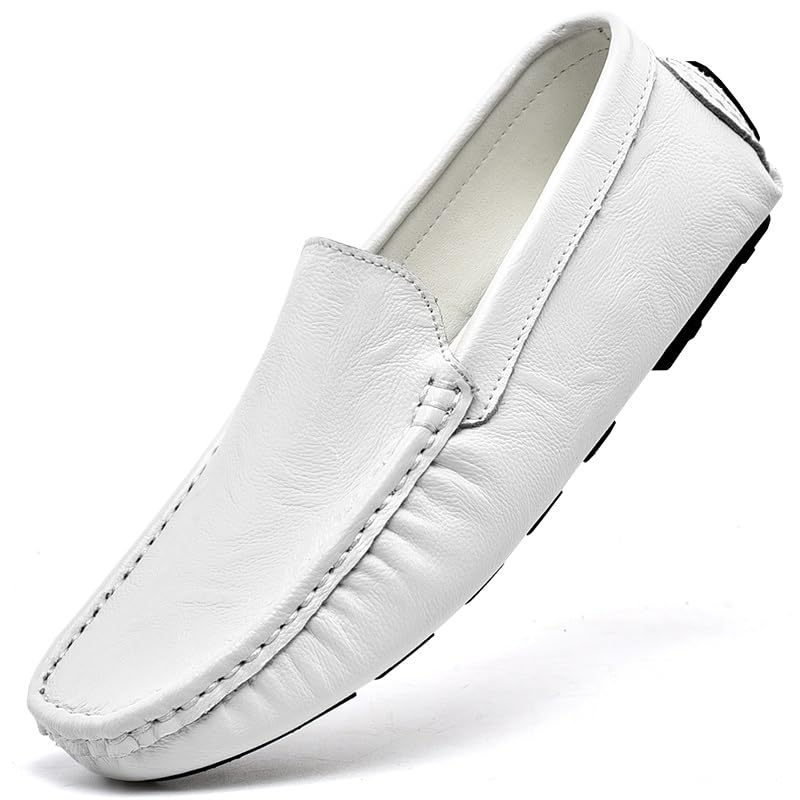 Loafers for Men Moe Toe PU Leather Driving Moccasins Loafers Lightweight Flat Heel Anti-Slip Classic Party Slip On3