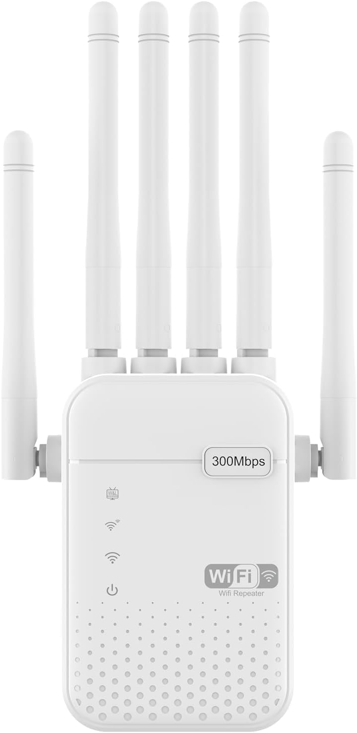 Repeteur WiFi | Amplificateur WiFi | Répéteur WiFi,2 Ports LAN,Répéteur à 6 Antennes,Couvrant Une superficie de 10 000 Mètres carrés，Double Fonction pour Maison et Bureau (Blanc) (R08)
