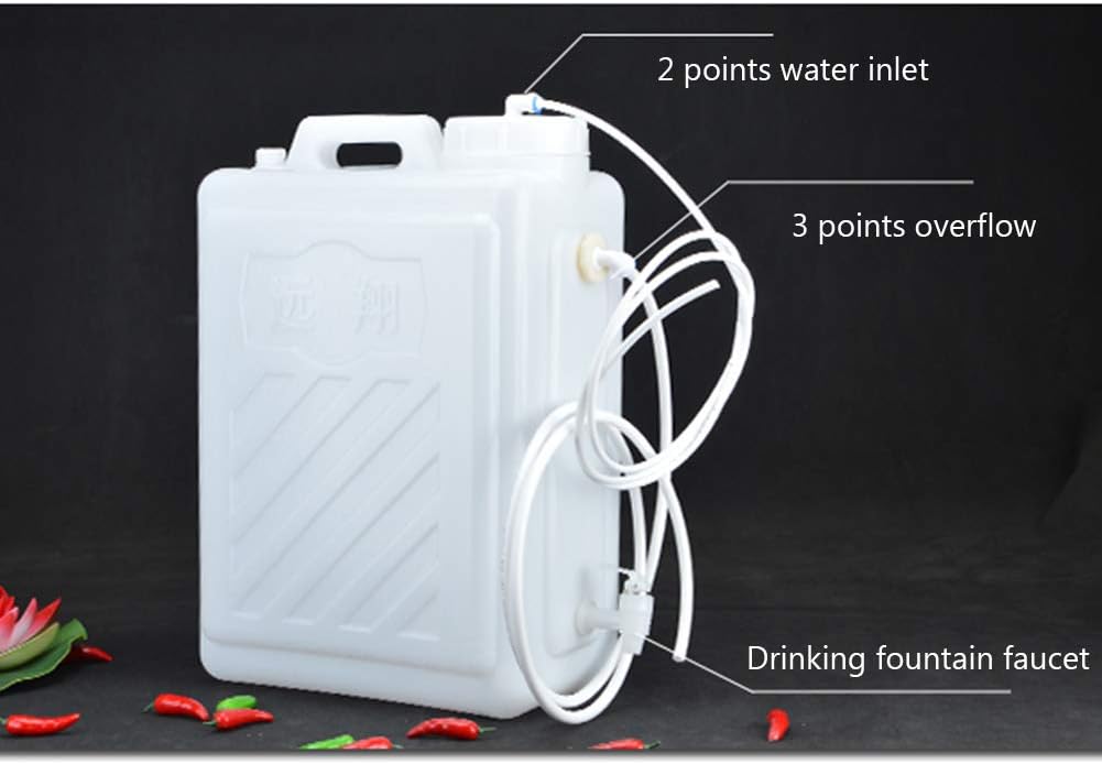 Outdoor Household Water Purification Bucket, Large-Capacity Storage Layer Water Purification Food-Grade Large Plastic Bucket with Lid Valve Outdoor Camper Water Tank,50L