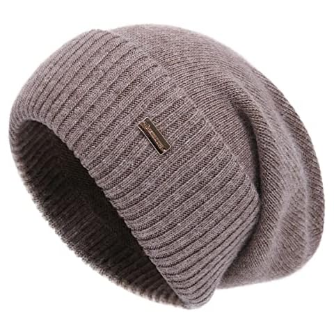 jaxmonoy Cashmere Slouchy Beanies for Women Winter Lightweight Girls Ladies Wool Knit Hat Cuffed Soft Warm Slouch Beanie Cap - Brown Cover