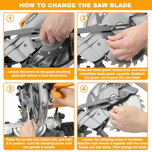 Hoteche 8-1/4-Inch Miter Saw 12.5A Sliding Compound Single Bevel Chop Saw with Laser and Blade for Wood and Metal Working - Image 6