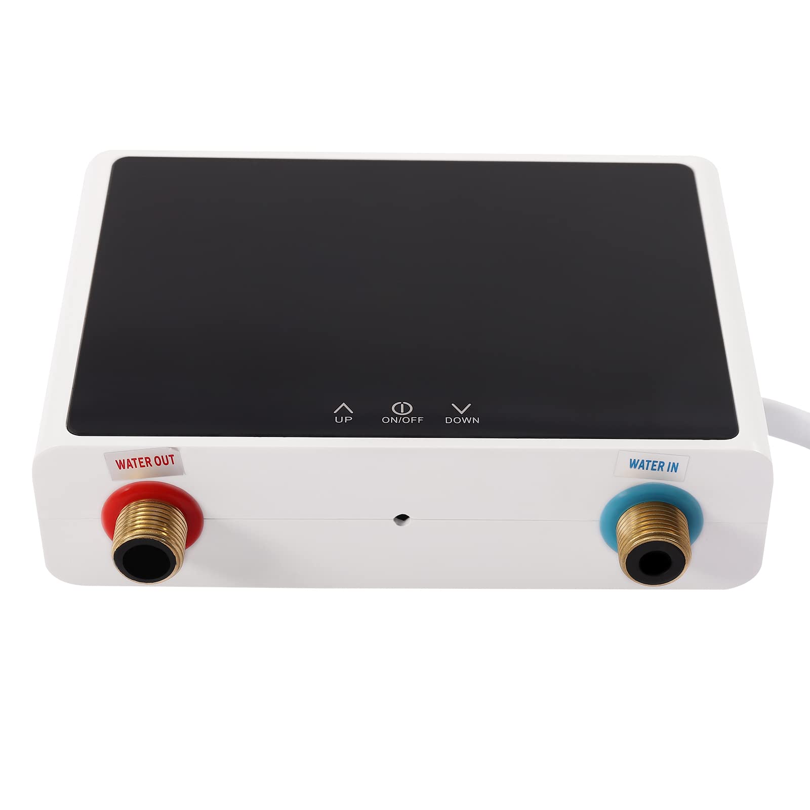 Doorstroomboiler, 5500 W, mini-boiler onder de gootsteen, 220 V, thermostaatverwarmingssysteem met afstandsbediening en touchscreen-display, voor keuken en badkamer (witte behuizing, zwart scherm