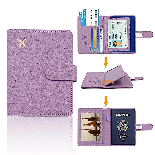 Image of Melsbrinna Rfid Passport Holder for Travel women /Men, Cute Passport Wallet Rfid Blocking Card Slots, Rfid Passport Cover /CaseTravel Wallet, Passport Book Holder (1, Purple1)
