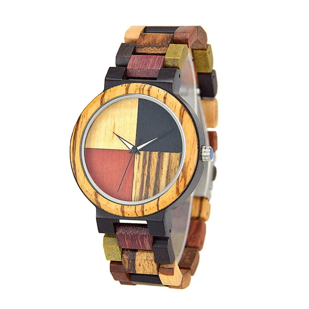 Reloj de madera para mujer de cuarzo analógico con diseño ligero y natural
