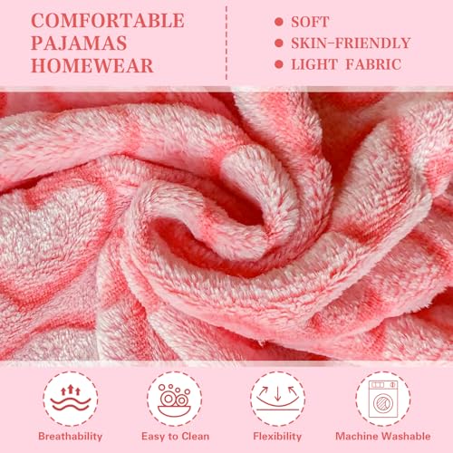Yoolhamy Dog Pajamas for Small Dogs Cats Fleece Jumper Heart Onesie Clothes Soft Pink Pyjamas Rompers Four-Legs Sleepwear Ffor Puppy Chihuahua Yorkie (XS) - Image 2