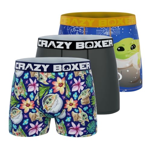 CRAZYBOXER Men's Underwear The Mandalorian Vhs Non-slip waistband Soft Boxer Brief Distortion-free (Pack 3)