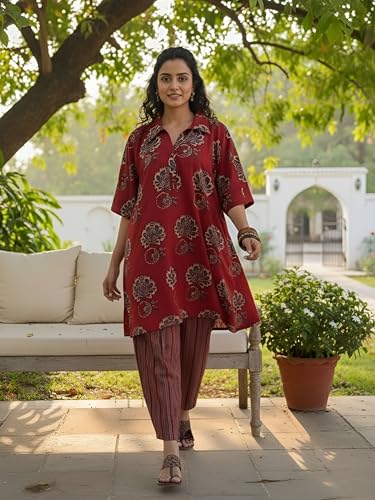 Image of Leriya Fashion Women's Rayon Kurta Pant Set | Casual Style Ethnic Co-ord Set for Women Stylish | Black Print Kurti for Office & Daily Travel Outfit | Oversize Loose Fit Kurta Sets for Woman