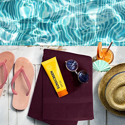 Utopia Towels Bundle Of 10 Bath Sheets & Viscose Towel Set - 2 Pack 600 Gsm Jumbo Bath Sheets - Set Of 8 Bath Linen Viscose Towels - Highly Absorbent Luxury Towels (Burgundy) #TOP7