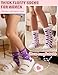 Sandsuced Womens Fuzzy Fluffy Socks Warm Cozy Winter Slipper Thick Crew Fleece Comfy Sleep Plush Heart Socks 5 Pairs Christmas Stocking Stuffers (Purple Heart Stripe,M)