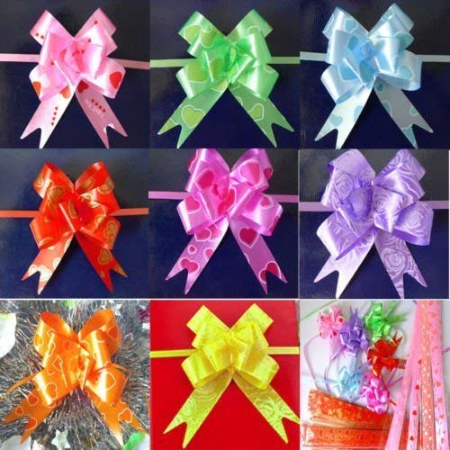 Onlinesalescantt Pull Flower Ribbon for Gift Wrap and Decoration (Multicolour, Large) - Pack of 50 Pcss) Used in Flower Making Roll Hobby Crafts